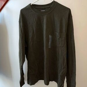Consensus Long Sleeve Pocket Tee Heavyweight Crew Neck Olive Green Size XXL NWT